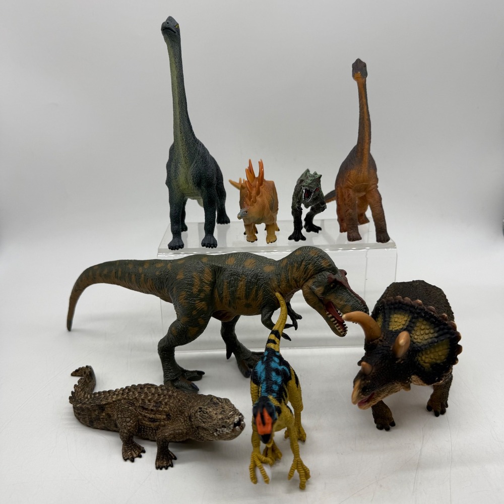 Schleich Safari Ltd Battat Dinosaur Figure Lot T-Rex Triceratops Crocodile Mixed